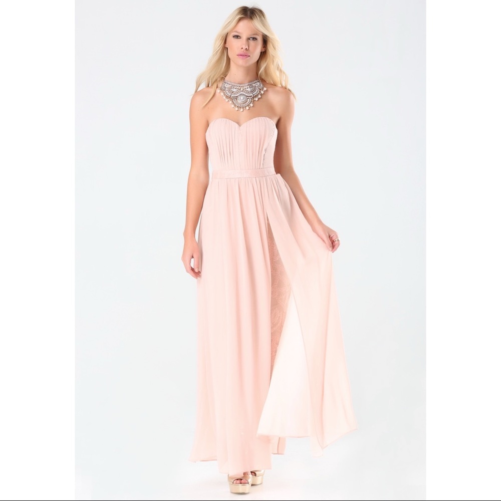 BEBE Pink Overlay Jumpsuit